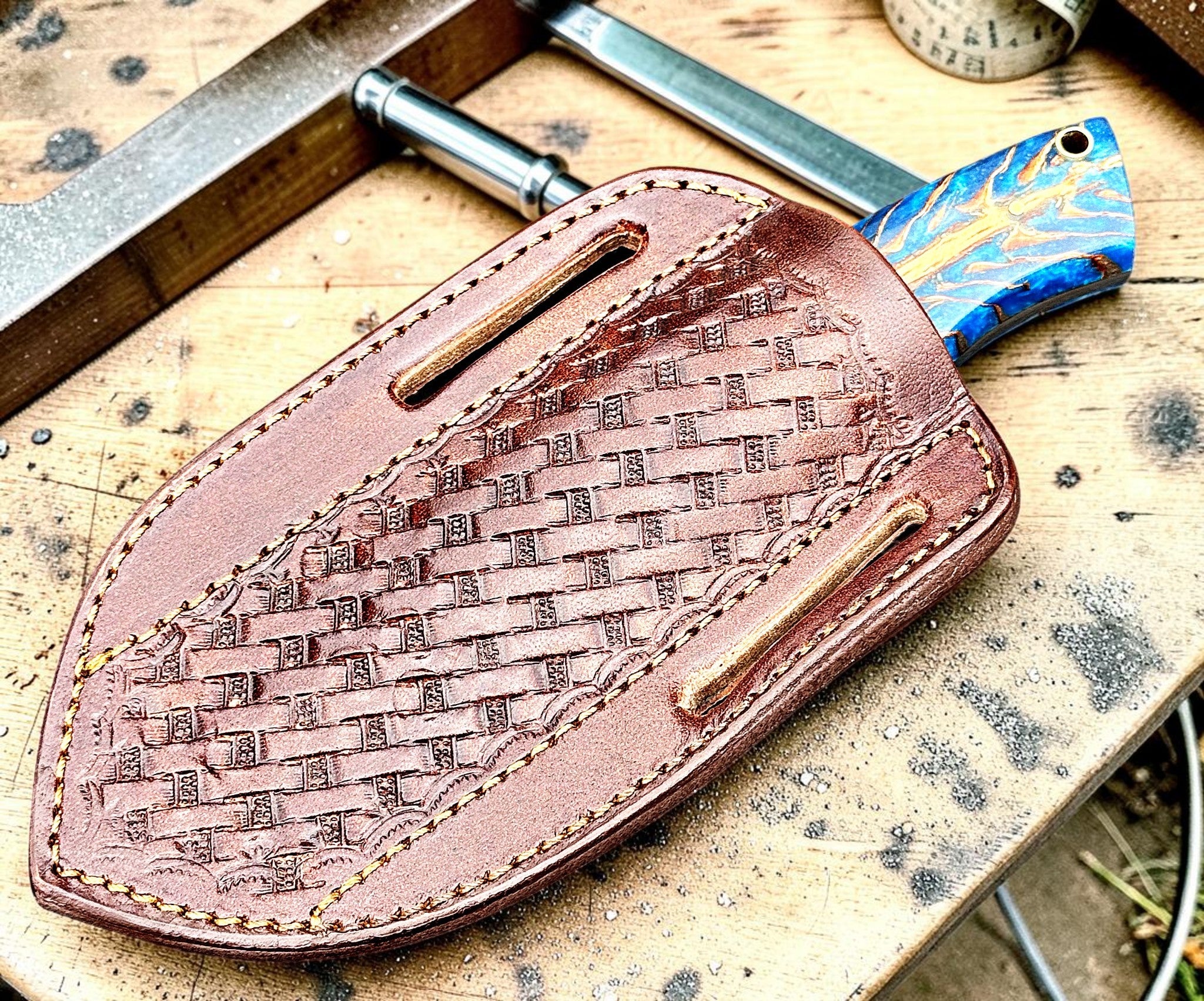 Timbercat Knives Handmade Hunting Skinner Knife 8 Inches with Cowhide Leather Sheath J2 Steel 1035