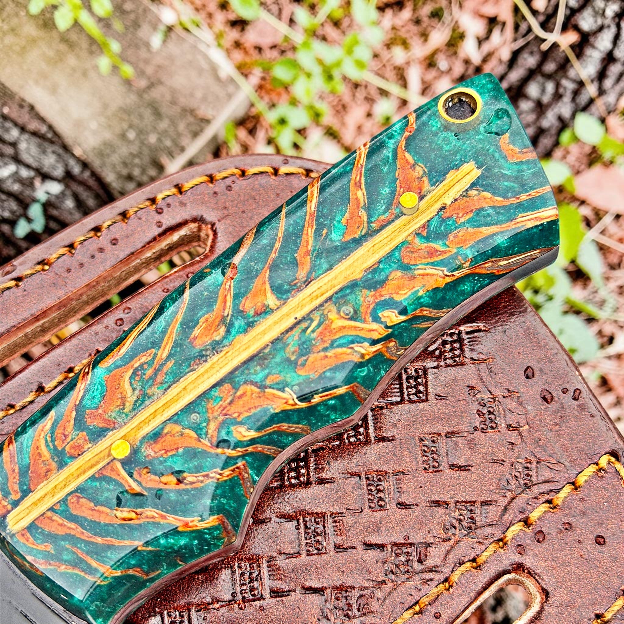 Timbercat Knives Handmade Hunting Skinner Knife 8 Inches with Cowhide Leather Sheath J2 Steel 1036