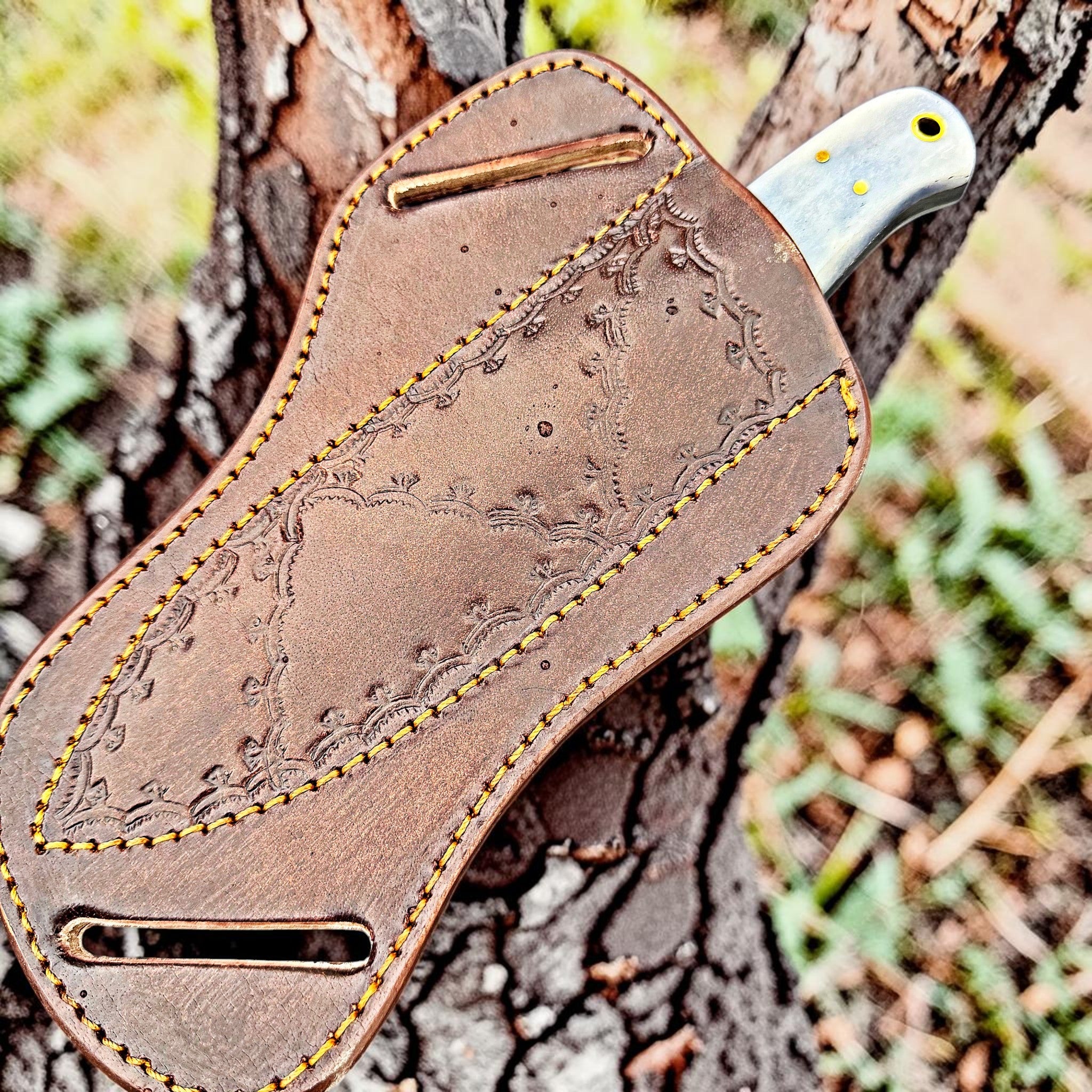 Timbercat Knives Handmade Hunting Skinner Knife 8 Inches with Cowhide Leather Sheath J2 Steel 1037