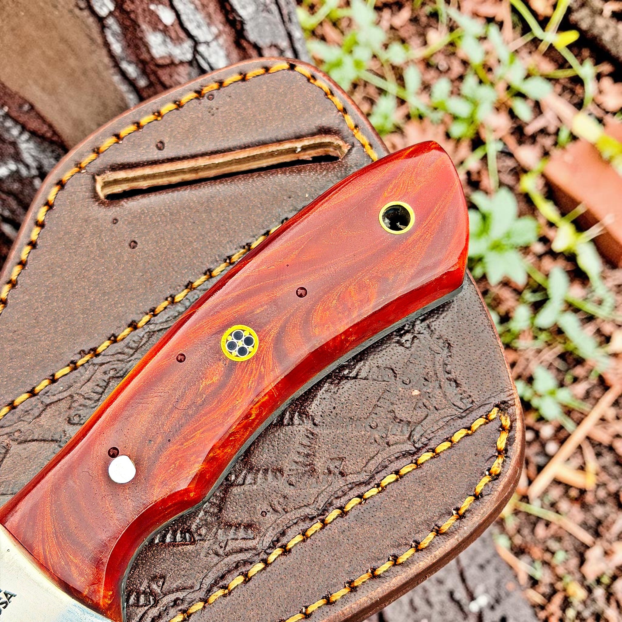 Timbercat Knives Handmade Hunting Skinner Knife 8 Inches with Cowhide Leather Sheath J2 Steel 1038