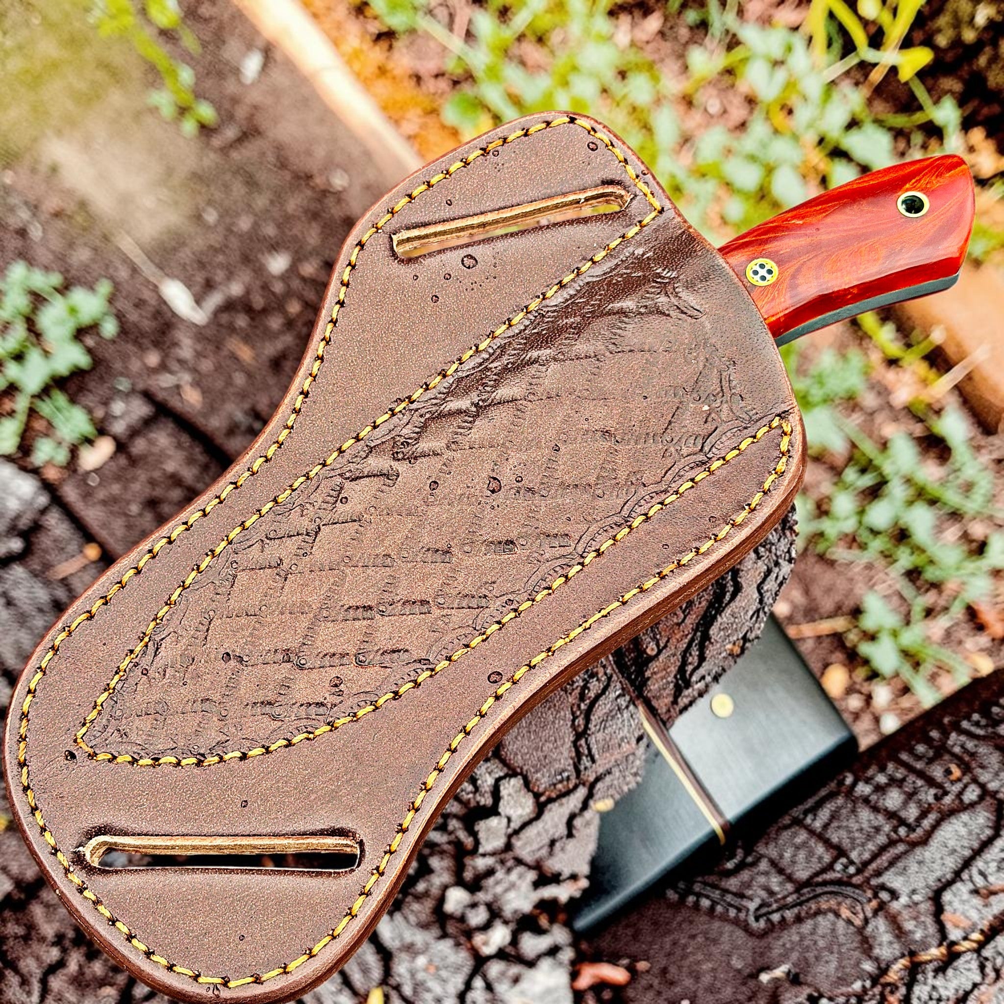 Timbercat Knives Handmade Hunting Skinner Knife 8 Inches with Cowhide Leather Sheath J2 Steel 1038