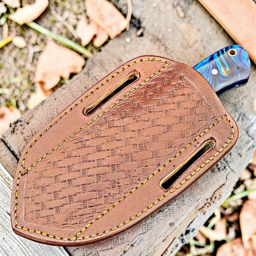 Timbercat Knives Handmade Damascus Steel Hunting Skinner Knife 8.5 Inches with Cowhide Leather Sheath 1040