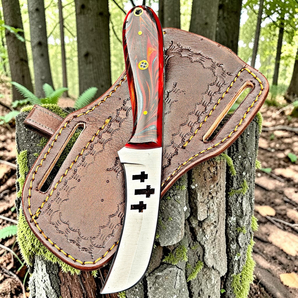 Timbercat Knives Handmade Hunting Skinner Knife 8 Inches with Cowhide Leather Sheath J2 Steel 1041