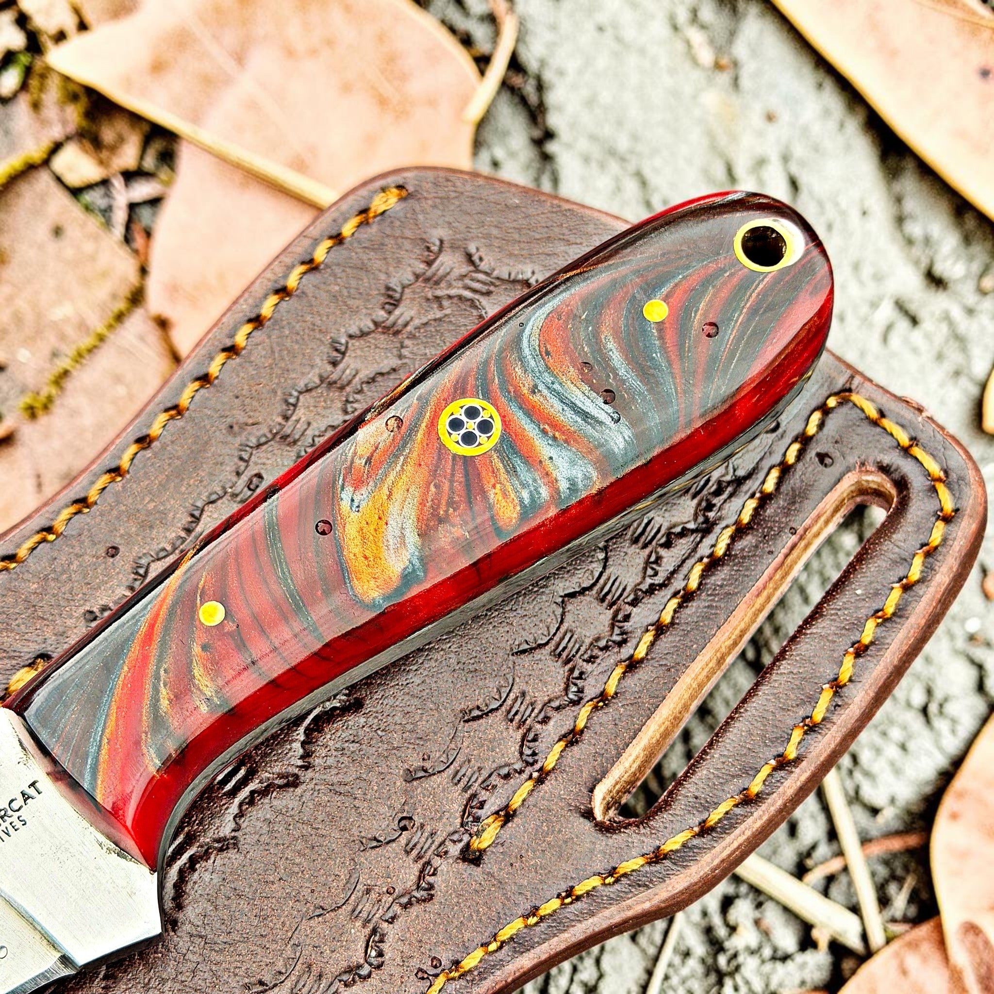 Timbercat Knives Handmade Hunting Skinner Knife 8 Inches with Cowhide Leather Sheath J2 Steel 1041