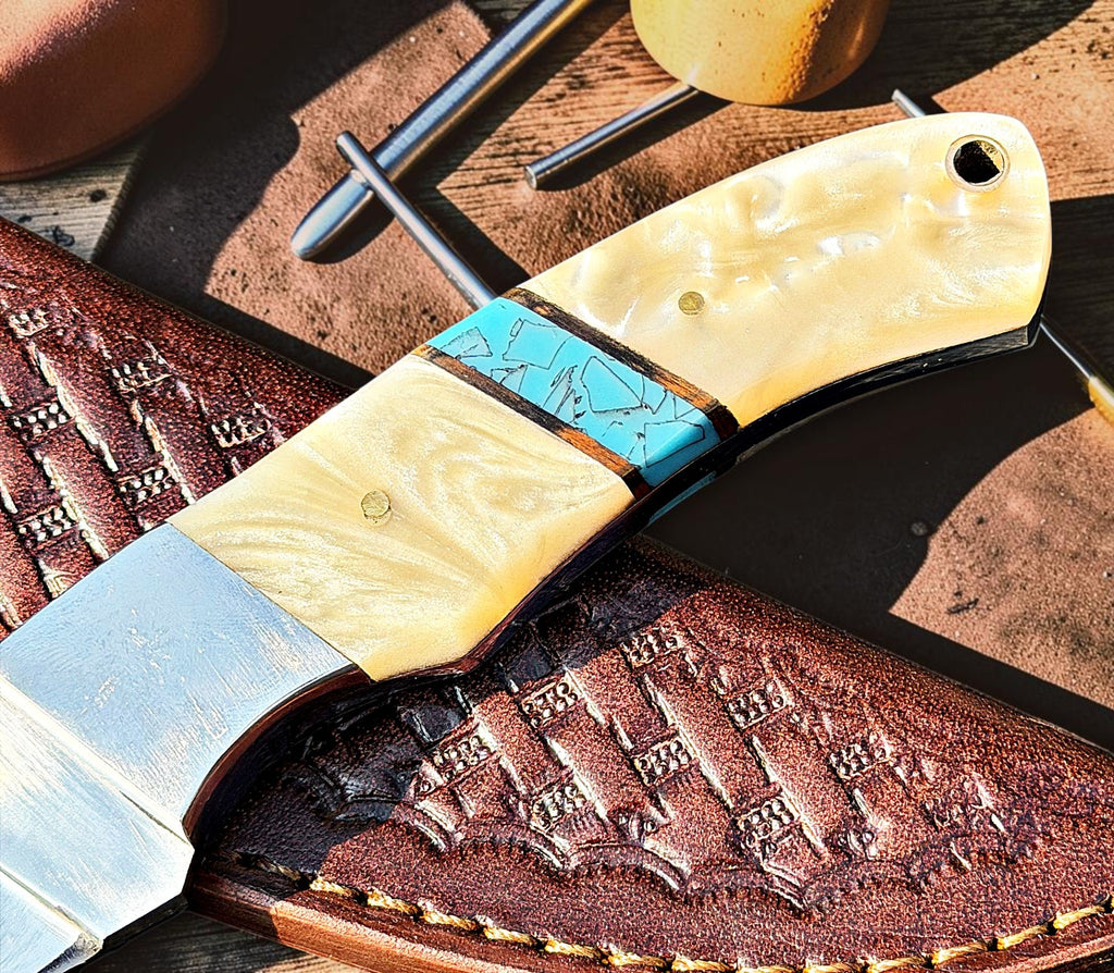 Timbercat Knives Handmade Hunting Skinner Knife 9 Inches with Cowhide Leather Sheath J2 Steel 1042