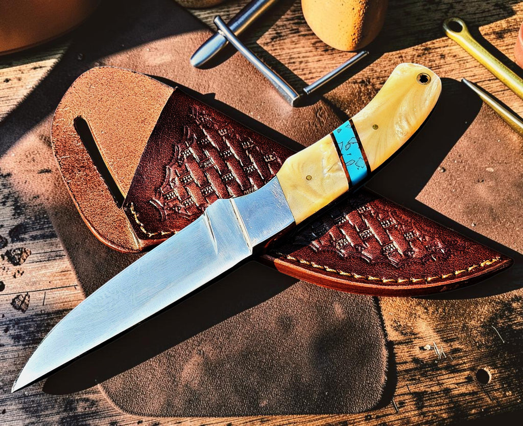 Timbercat Knives Handmade Hunting Skinner Knife 9 Inches with Cowhide Leather Sheath J2 Steel 1042