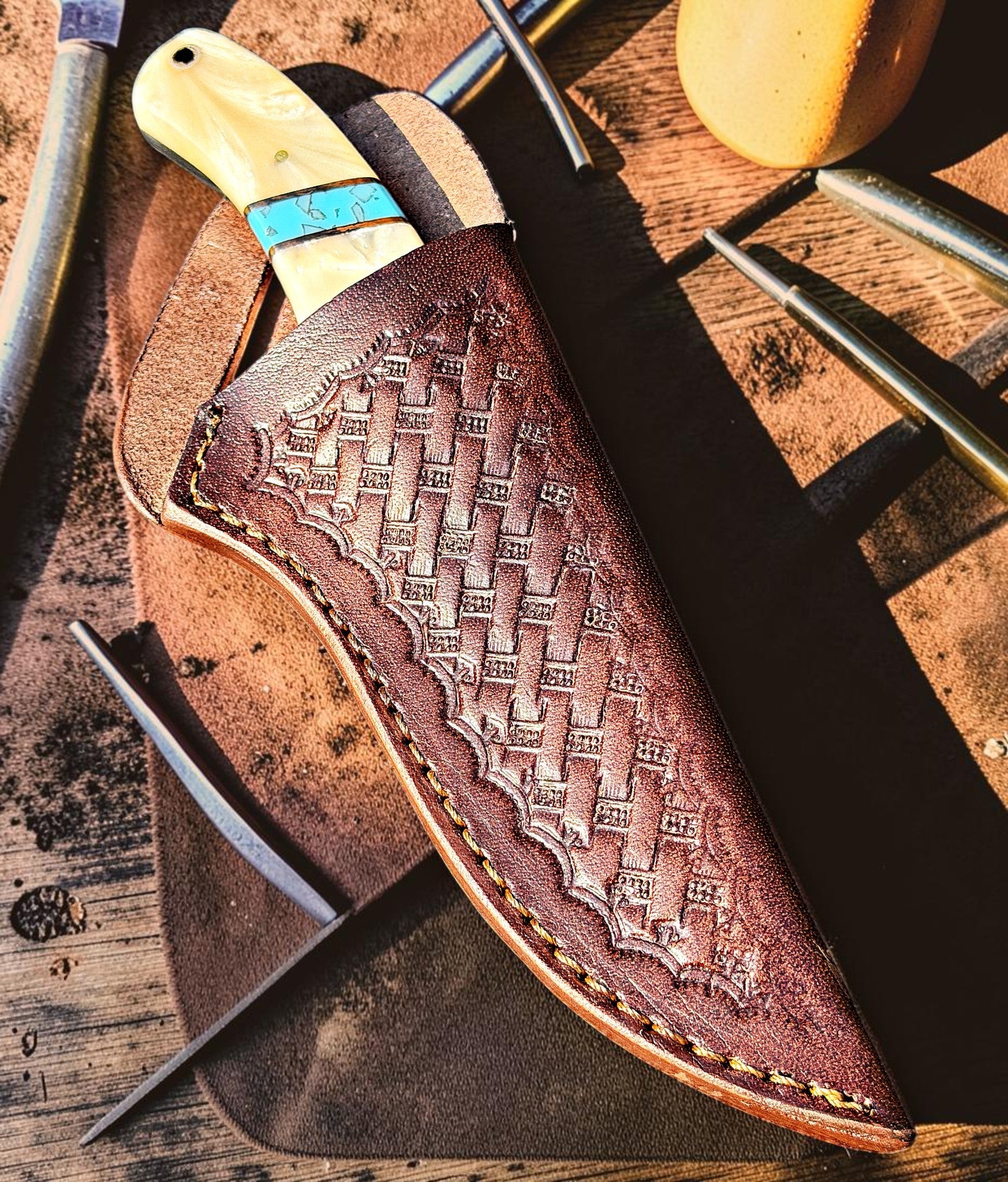 Timbercat Knives Handmade Hunting Skinner Knife 9 Inches with Cowhide Leather Sheath J2 Steel 1042