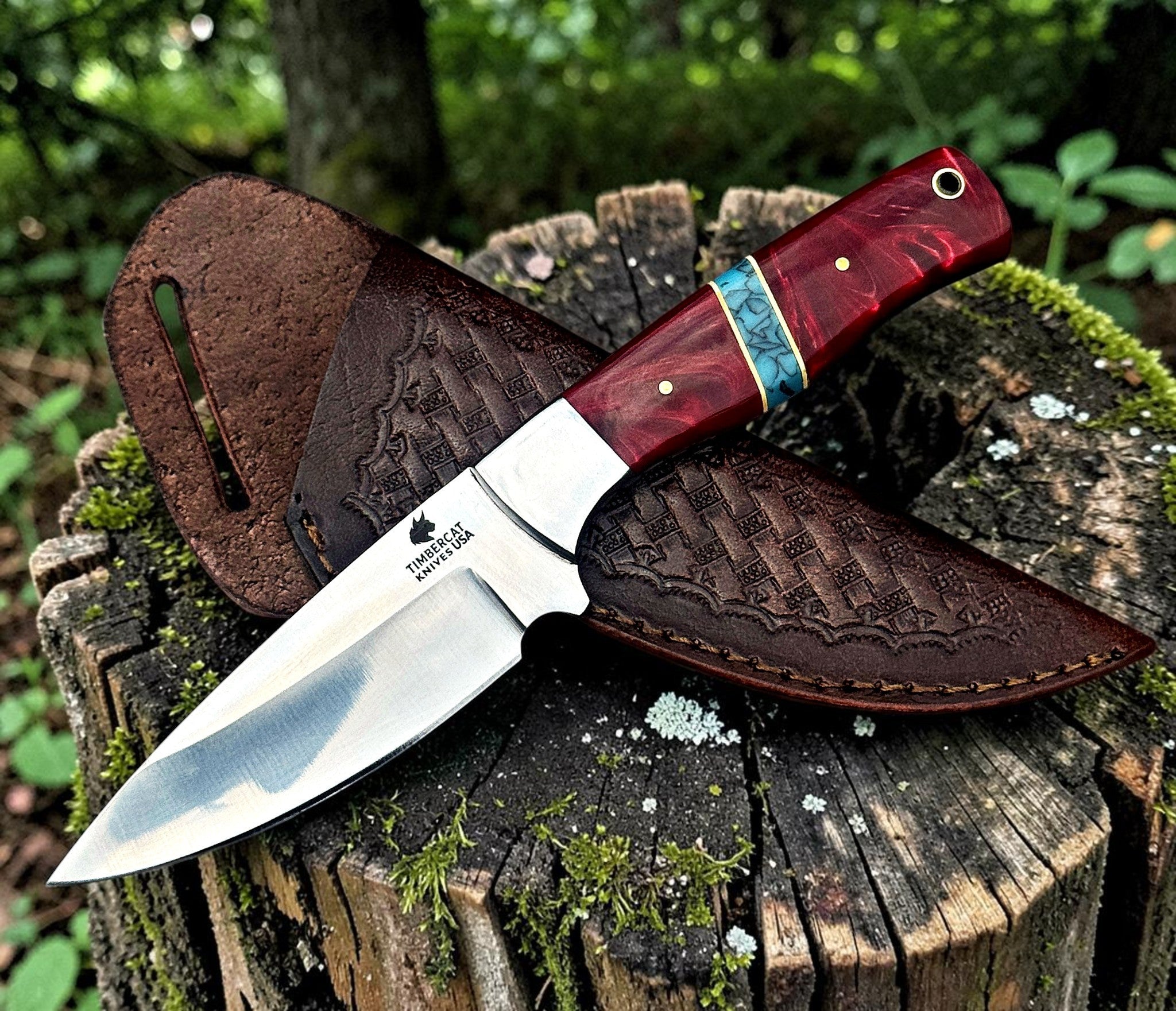 Timbercat Knives Handmade Hunting Skinner Knife 9 Inches with Cowhide Leather Sheath J2 Steel 1043