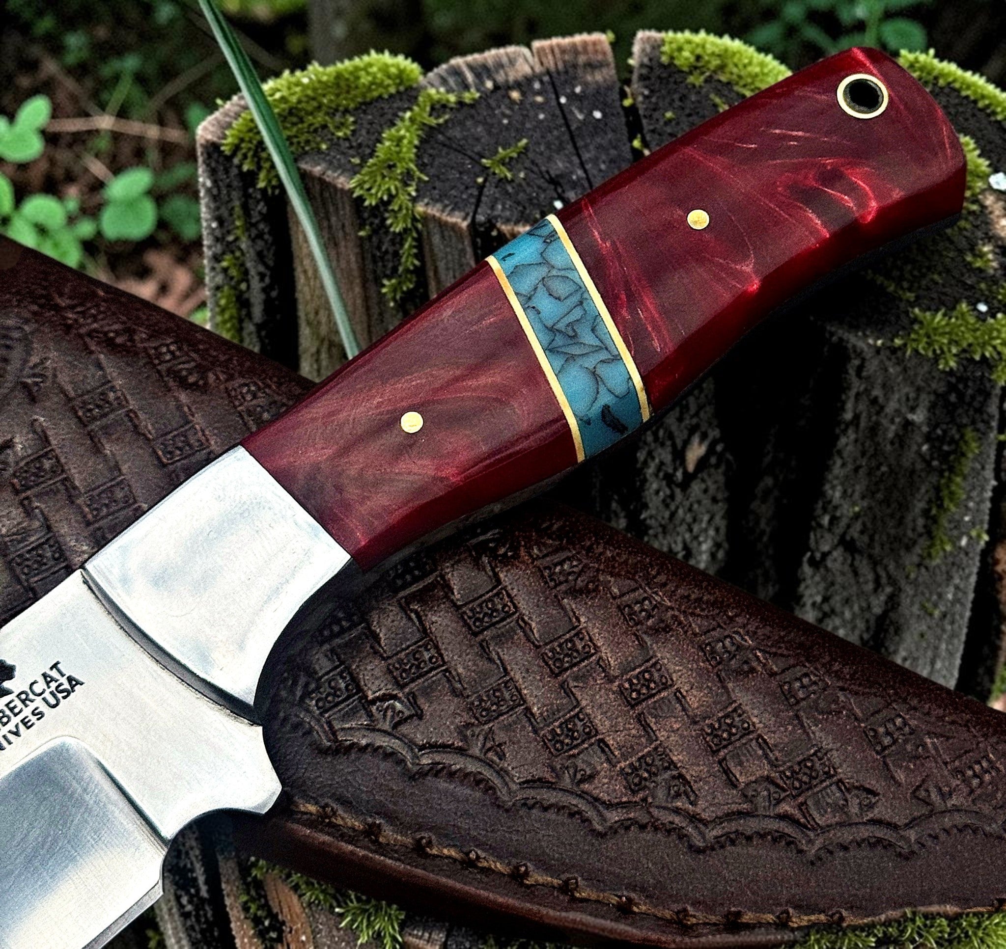 Timbercat Knives Handmade Hunting Skinner Knife 9 Inches with Cowhide Leather Sheath J2 Steel 1043