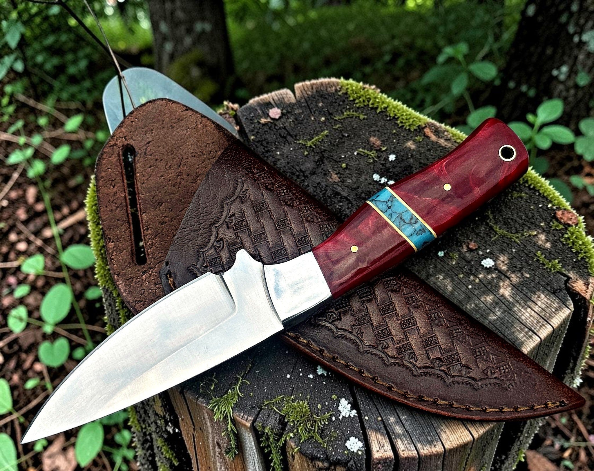 Timbercat Knives Handmade Hunting Skinner Knife 9 Inches with Cowhide Leather Sheath J2 Steel 1043