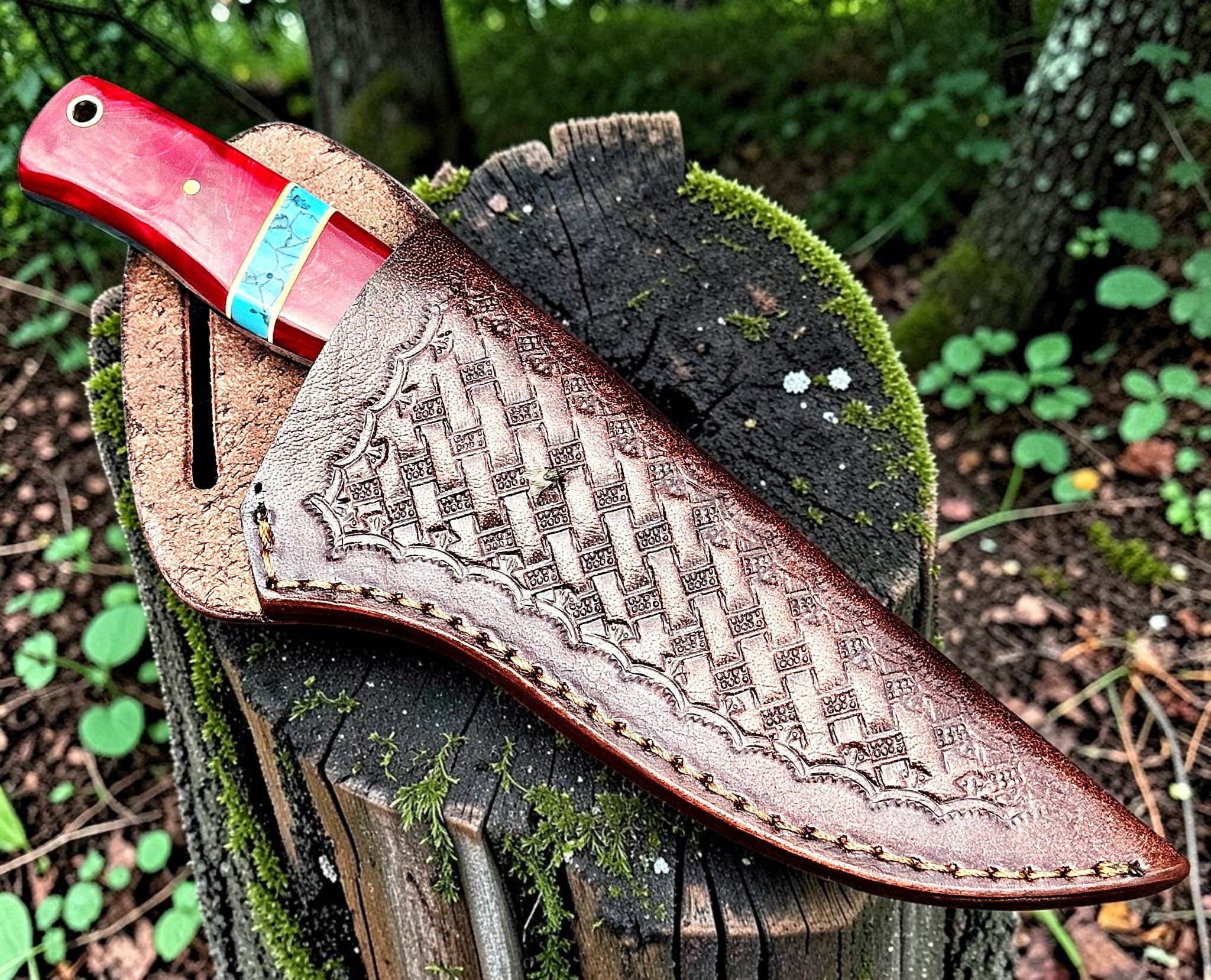 Timbercat Knives Handmade Hunting Skinner Knife 9 Inches with Cowhide Leather Sheath J2 Steel 1043