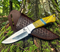 Timbercat Knives Handmade Hunting Skinner Knife 9 Inches with Cowhide Leather Sheath J2 Steel 1044