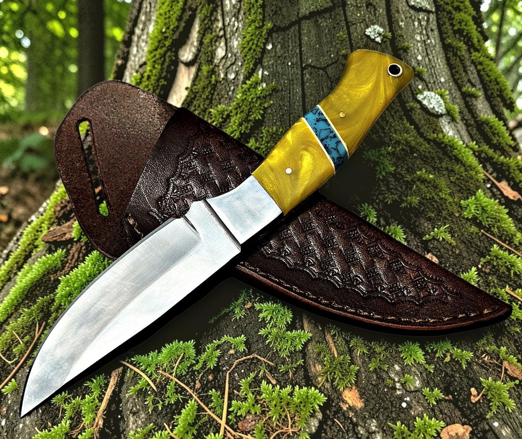 Timbercat Knives Handmade Hunting Skinner Knife 9 Inches with Cowhide Leather Sheath J2 Steel 1044