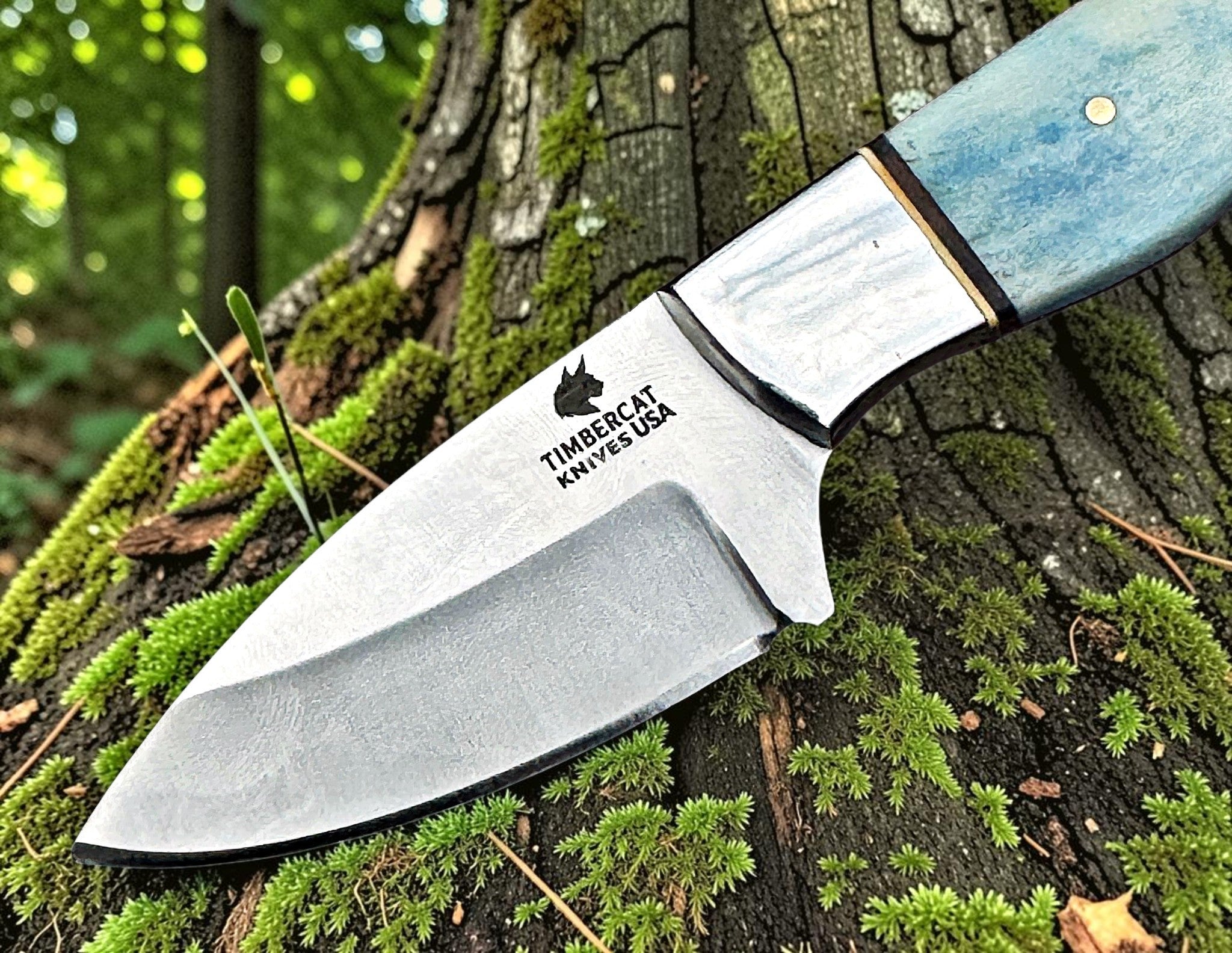 Timbercat Knives Handmade Hunting Skinner Knife 7 Inches with Cowhide Leather Sheath J2 Steel 1046