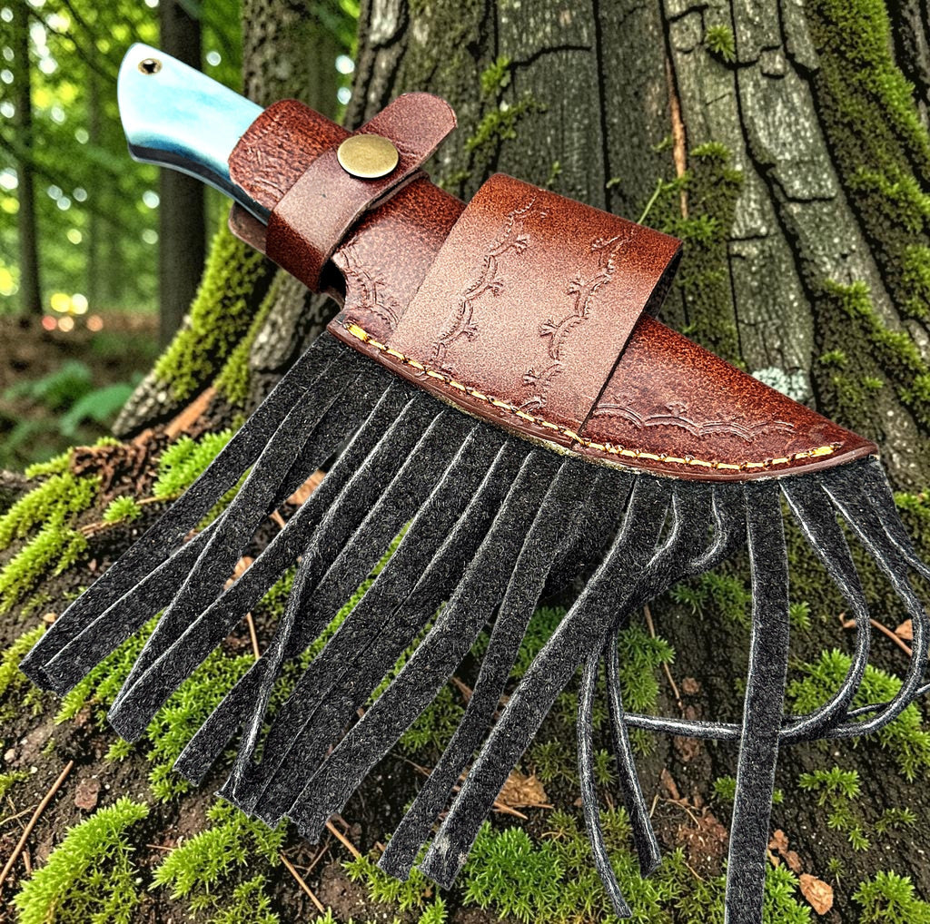 Timbercat Knives Handmade Hunting Skinner Knife 7 Inches with Cowhide Leather Sheath J2 Steel 1046