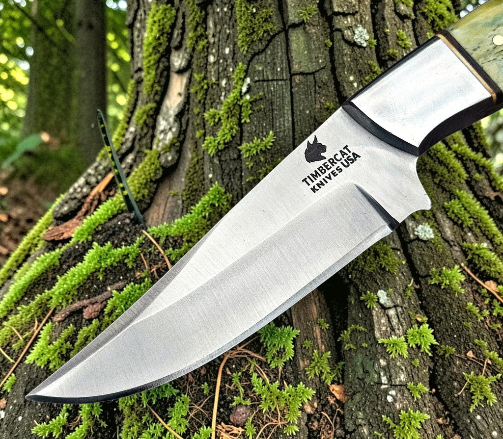 Timbercat Knives Handmade Hunting Skinner Knife 8 Inches with Cowhide Leather Sheath J2 Steel 1047