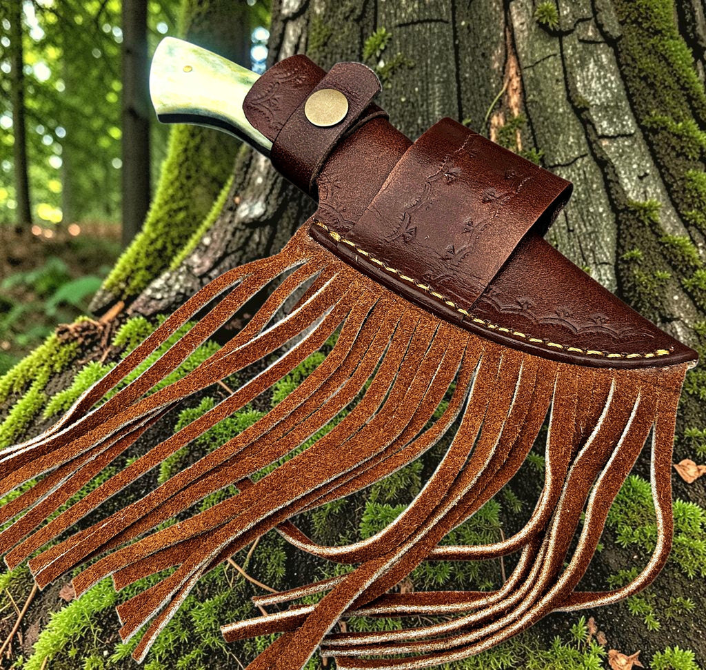 Timbercat Knives Handmade Hunting Skinner Knife 8 Inches with Cowhide Leather Sheath J2 Steel 1047