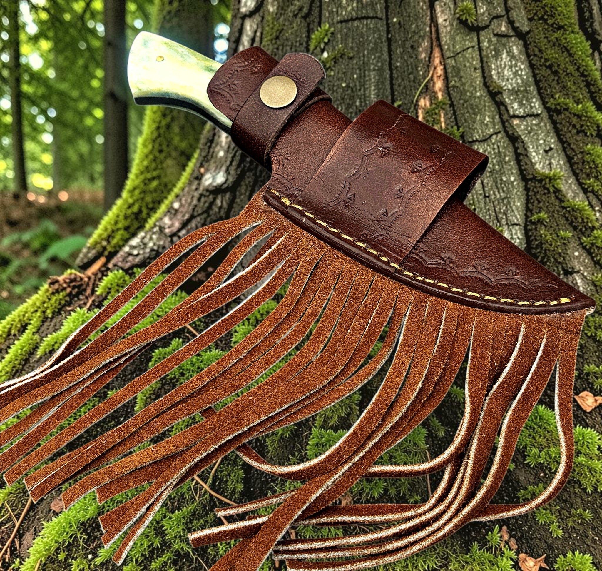 Timbercat Knives Handmade Hunting Skinner Knife 8 Inches with Cowhide Leather Sheath J2 Steel 1047