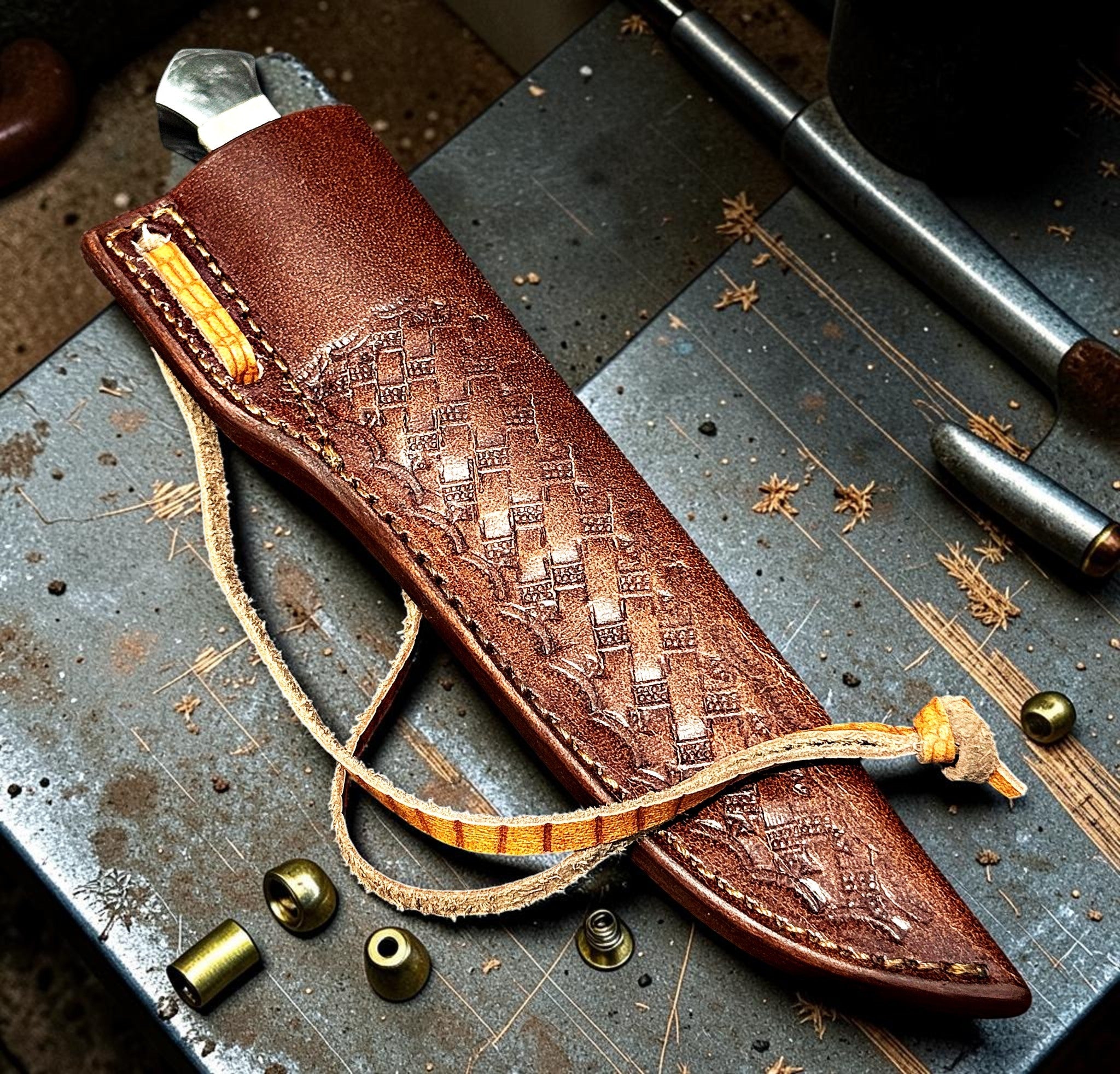 Timbercat Knives Handmade Hunting Dagger Knife 9 Inches with Cowhide Leather Sheath J2 Steel 1048