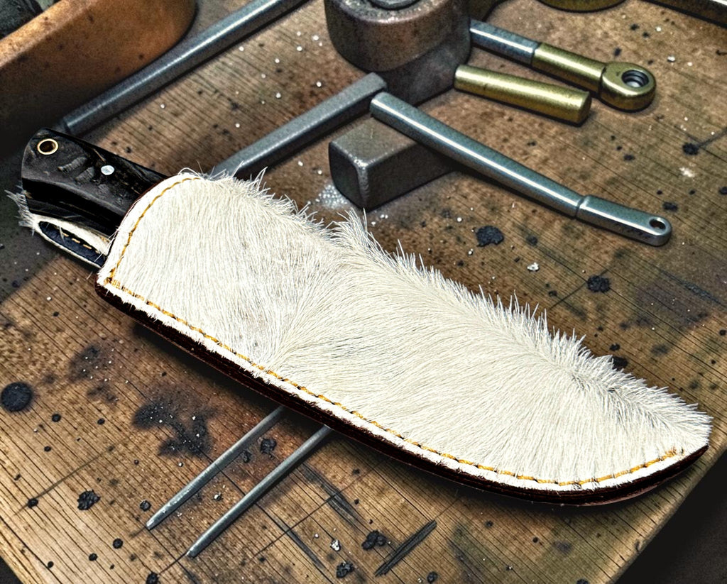 Timbercat Knives Handmade Hunting Skinner Knife 9 Inches with Cowhide Leather Sheath J2 Steel 1049