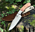 Timbercat Knives Handmade Hunting Skinner Knife 9 Inches with Cowhide Leather Sheath J2 Steel 1050