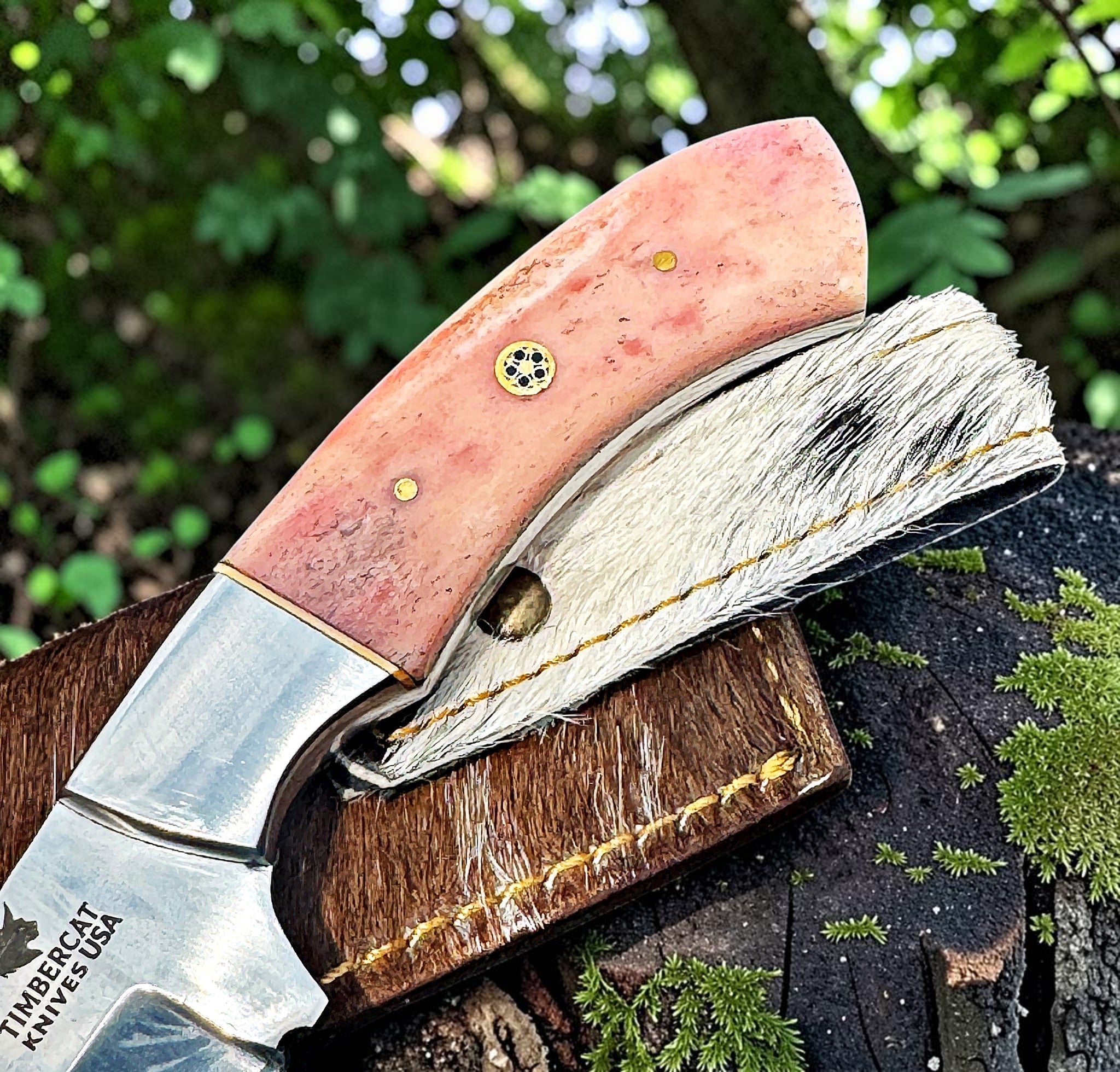 Timbercat Knives Handmade Hunting Skinner Knife 9 Inches with Cowhide Leather Sheath J2 Steel 1050