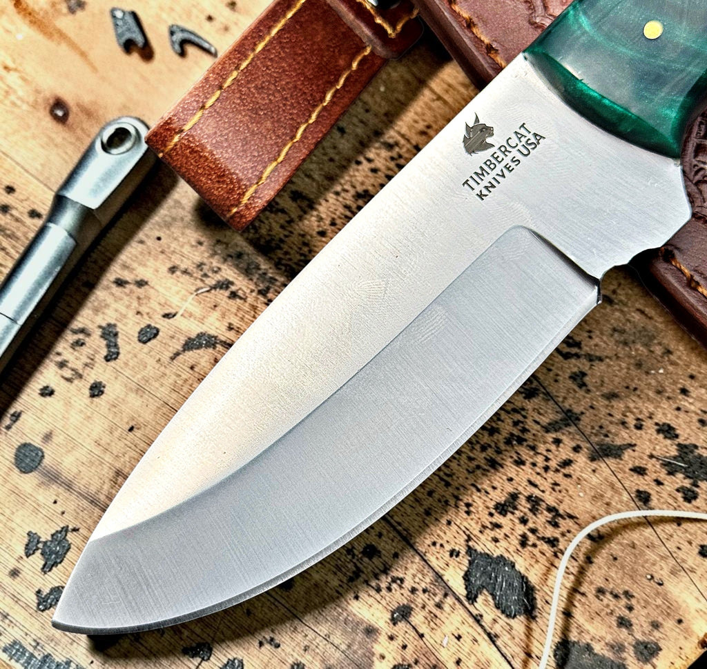 Timbercat Knives Handmade Hunting Skinner Knife 9 Inches with Cowhide Leather Sheath J2 Steel 1051
