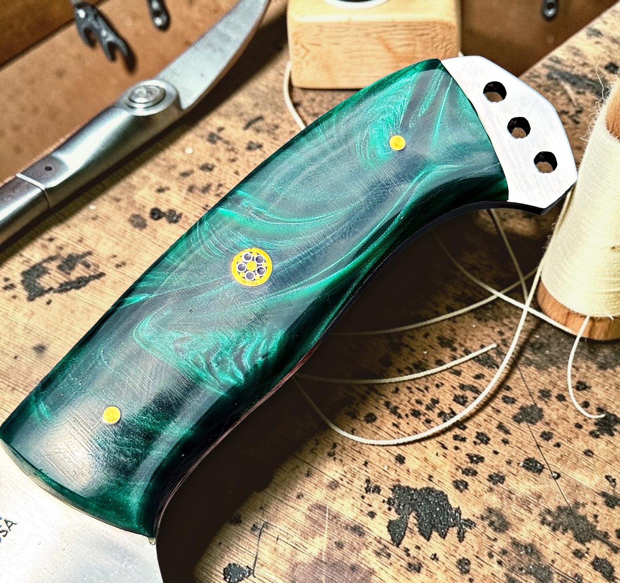 Timbercat Knives Handmade Hunting Skinner Knife 9 Inches with Cowhide Leather Sheath J2 Steel 1051