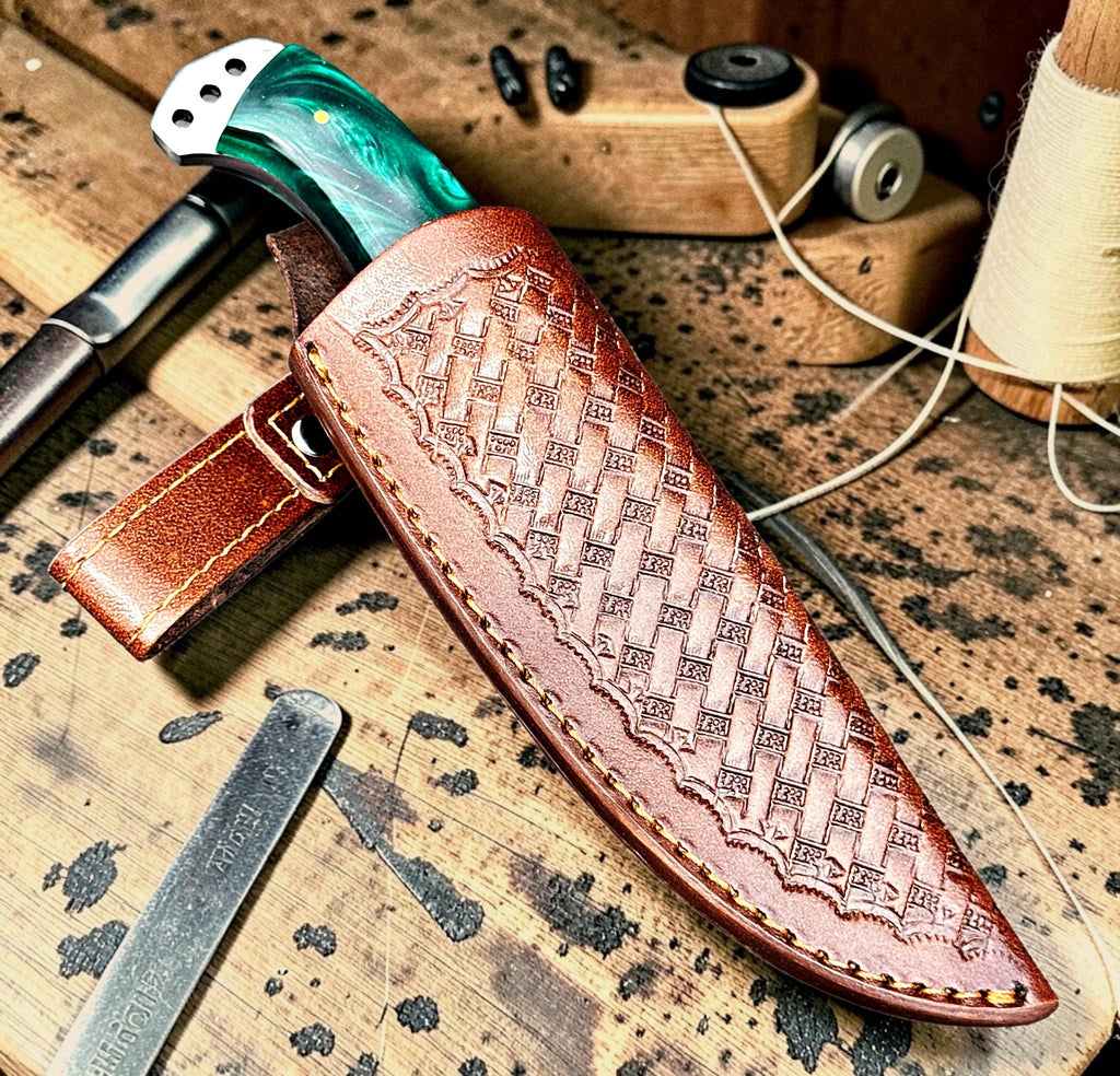 Timbercat Knives Handmade Hunting Skinner Knife 9 Inches with Cowhide Leather Sheath J2 Steel 1051