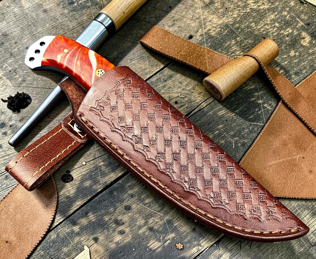Timbercat Knives Handmade Hunting Skinner Knife 9 Inches with Cowhide Leather Sheath J2 Steel 1053