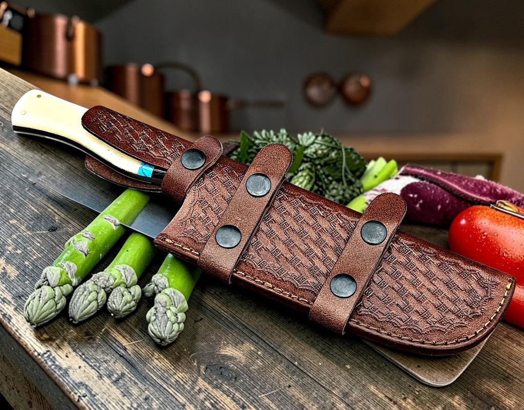 Timbercat Knives Handmade Damascus Steel Hunting Cleaver Knife 11 Inches with Cowhide Leather Sheath 1054