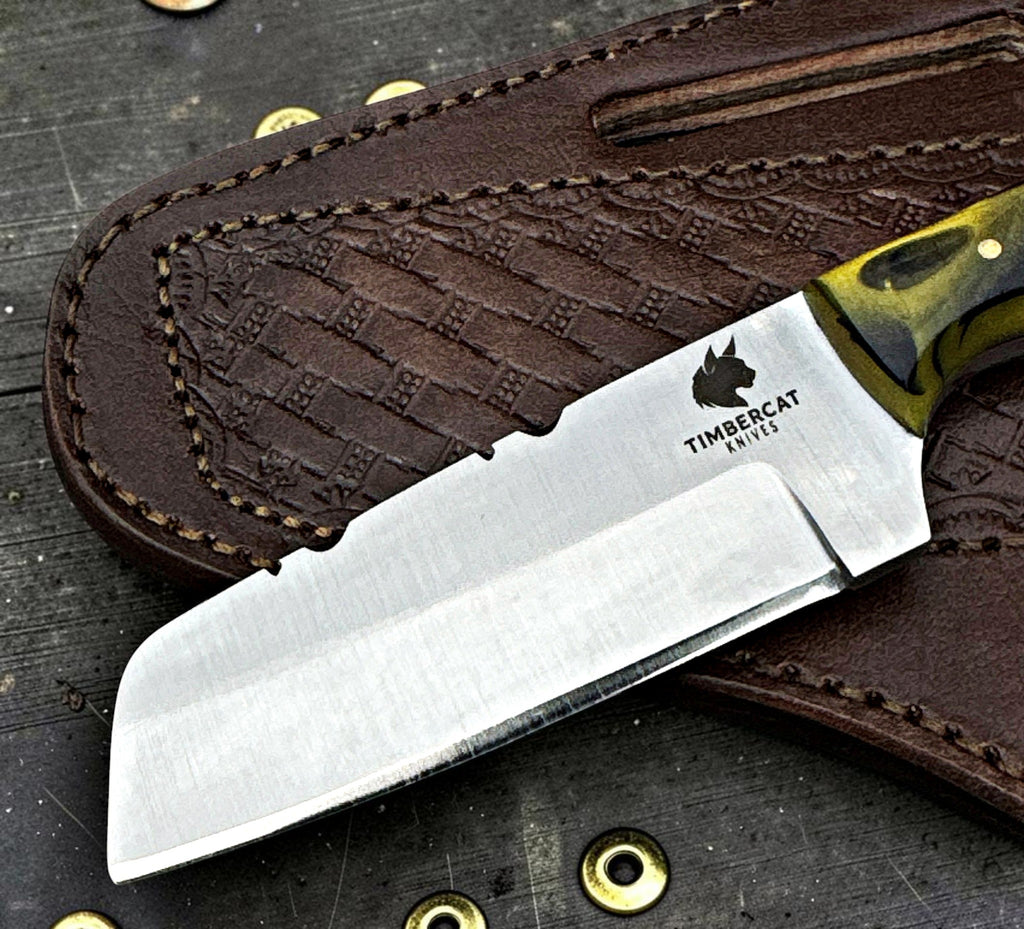 Timbercat Knives Handmade Hunting Skinner Knife 8 Inches with Cowhide Leather Sheath J2 Steel 1055 (Copy)