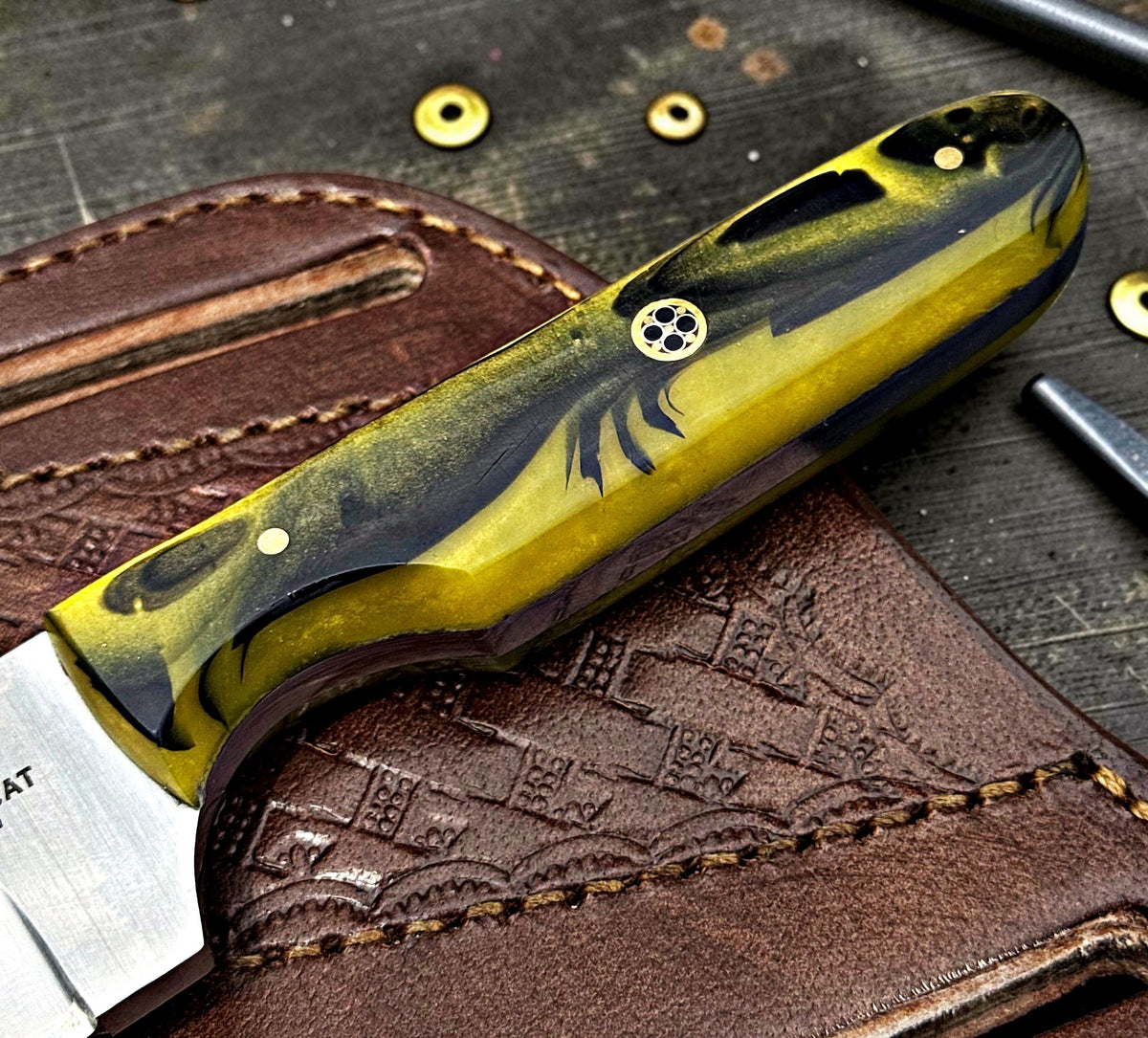 Timbercat Knives Handmade Hunting Skinner Knife 8 Inches with Cowhide Leather Sheath J2 Steel 1055 (Copy)