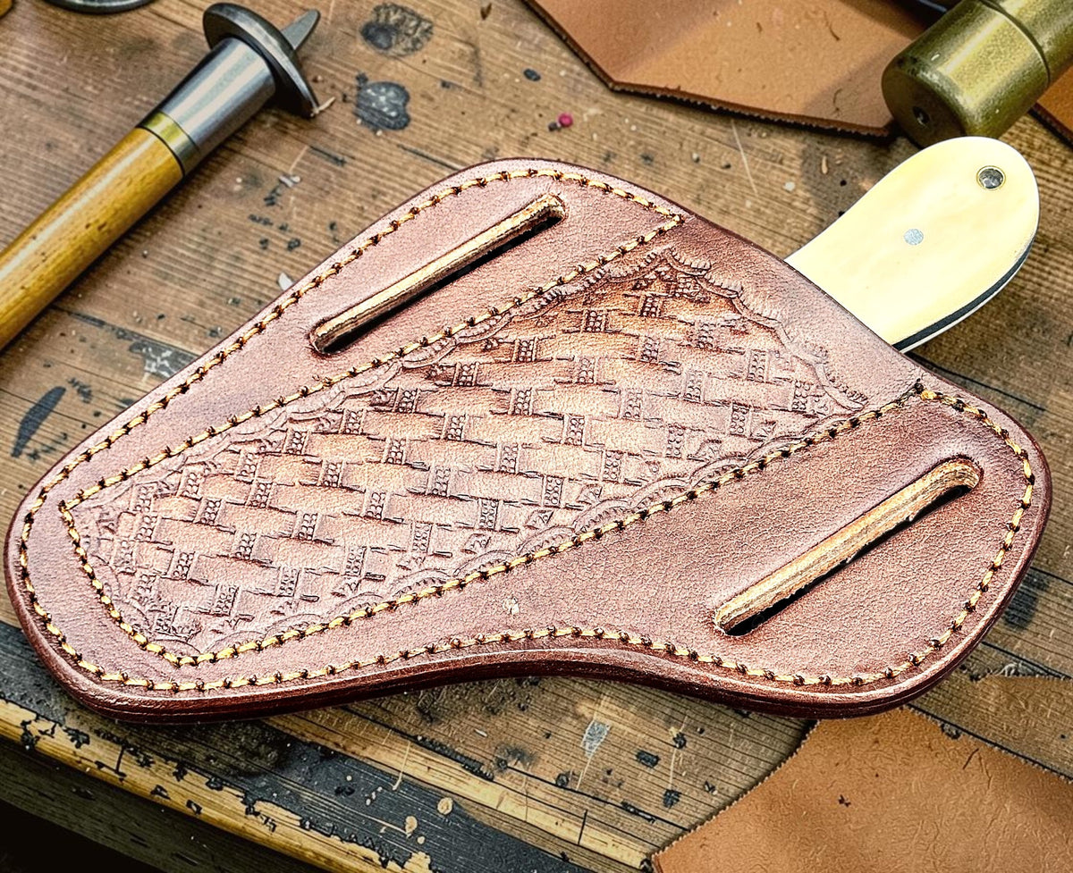 Timbercat Knives Handmade Damascus Steel Hunting Skinner Knife 7 Inches with Cowhide Leather Sheath 1056