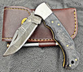 Timbercat Knives Handmade Damascus Pocket Knife 3 Inch Blade Folding Knife with Cowhide Leather Sheath 2020opy) (Copy) (Copy) (Copy) (Copy) (Copy)