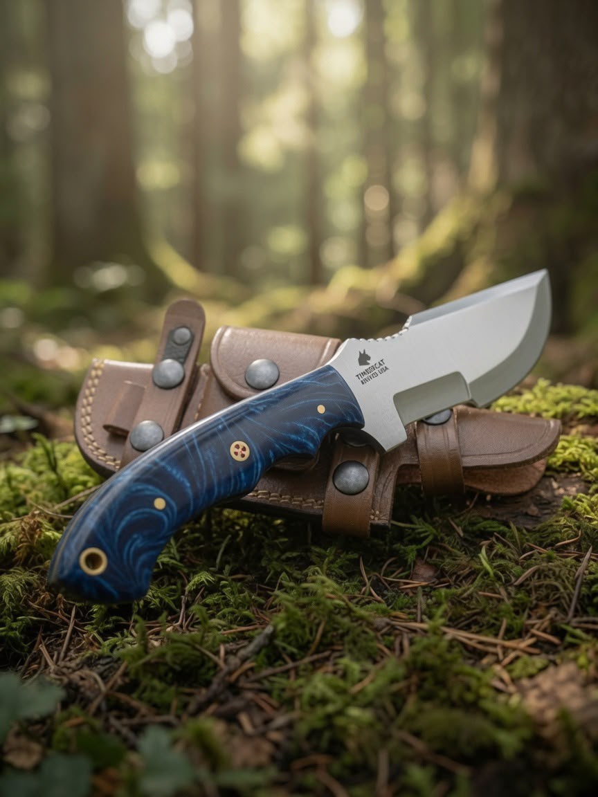 Timbercat Knives Handmade Hunting Tracker Knife 10 Inches with Cowhide Leather Sheath J2 Steel TC-001