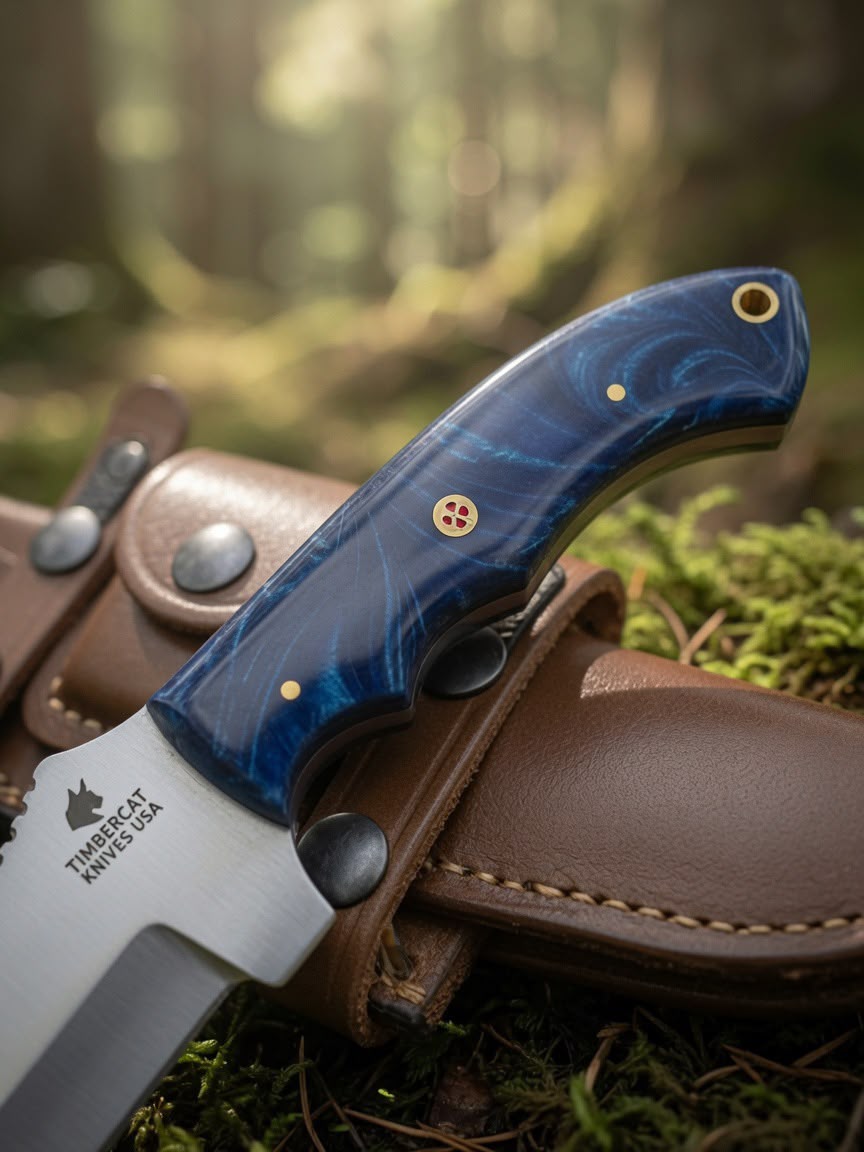 Timbercat Knives Handmade Hunting Tracker Knife 10 Inches with Cowhide Leather Sheath J2 Steel TC-001