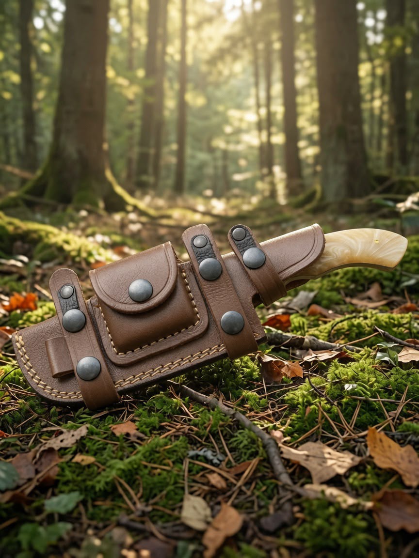 Timbercat Knives Handmade Hunting Tracker Knife 10 Inches with Cowhide Leather Sheath J2 Steel TC-002
