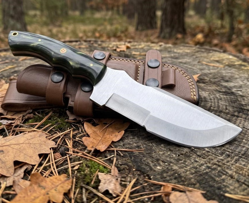 Timbercat Knives Handmade Hunting Tracker Knife 10 Inches with Cowhide Leather Sheath J2 Steel TC-003