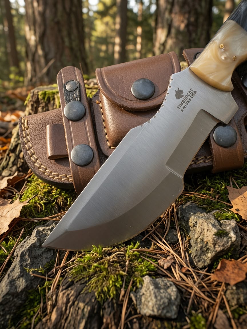 Timbercat Knives Handmade Hunting Tracker Knife 10 Inches with Cowhide Leather Sheath J2 Steel TC-002 (Copy) (Copy)