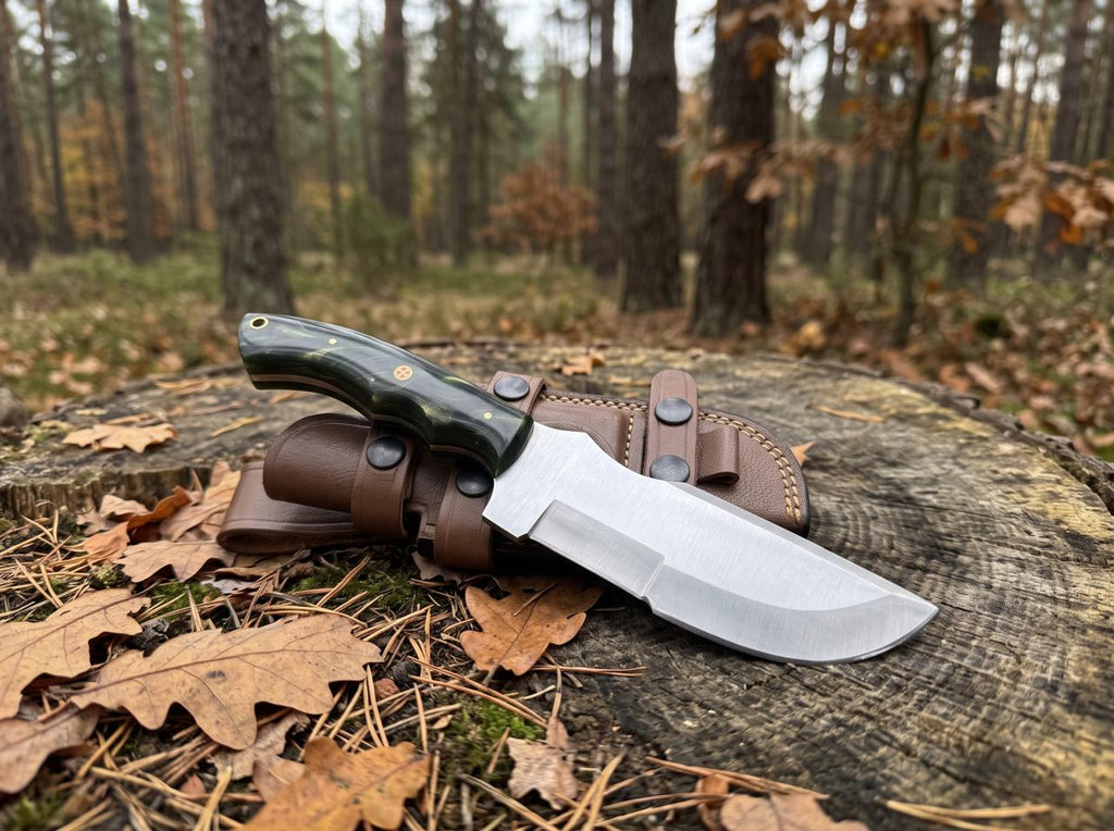 Timbercat Knives Handmade Hunting Tracker Knife 10 Inches with Cowhide Leather Sheath J2 Steel TC-003