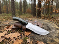 Timbercat Knives Handmade Hunting Tracker Knife 10 Inches with Cowhide Leather Sheath J2 Steel TC-003