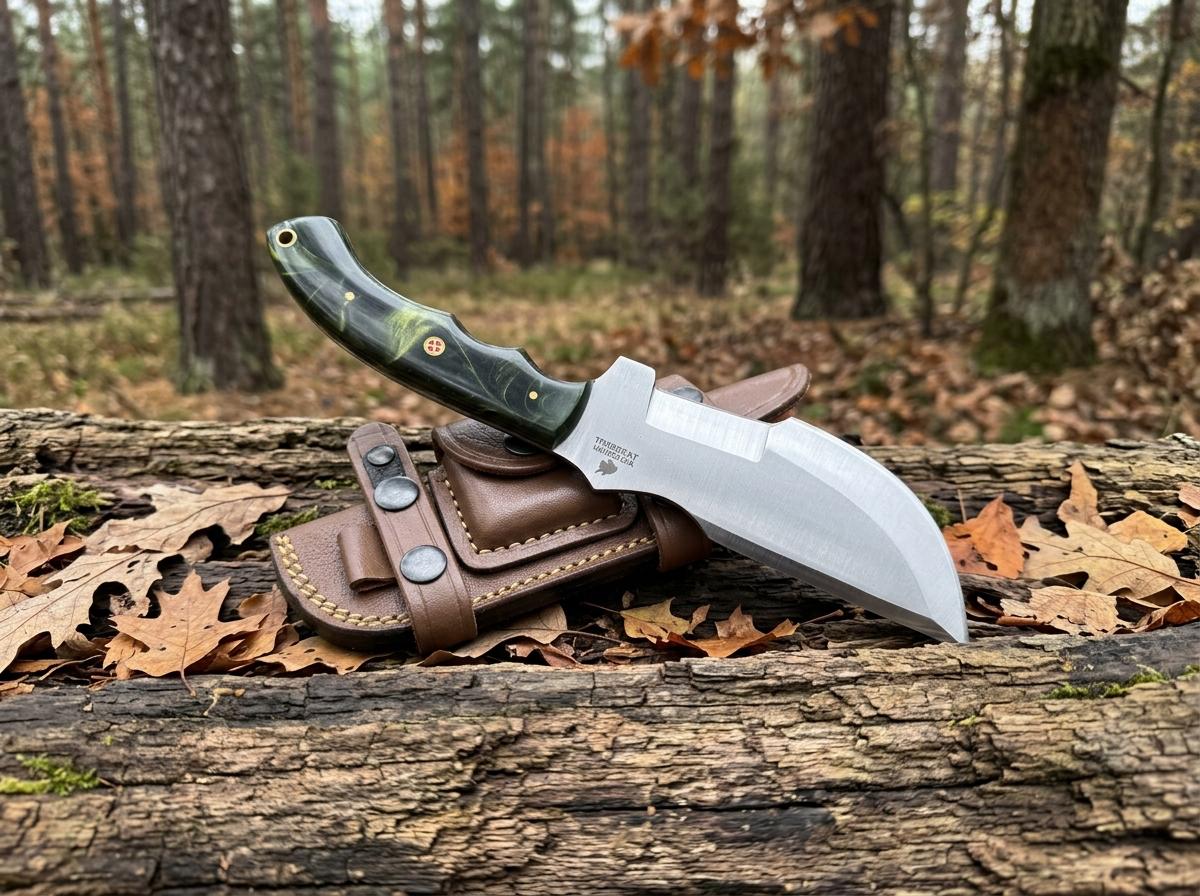 Timbercat Knives Handmade Hunting Tracker Knife 10 Inches with Cowhide Leather Sheath J2 Steel TC-003